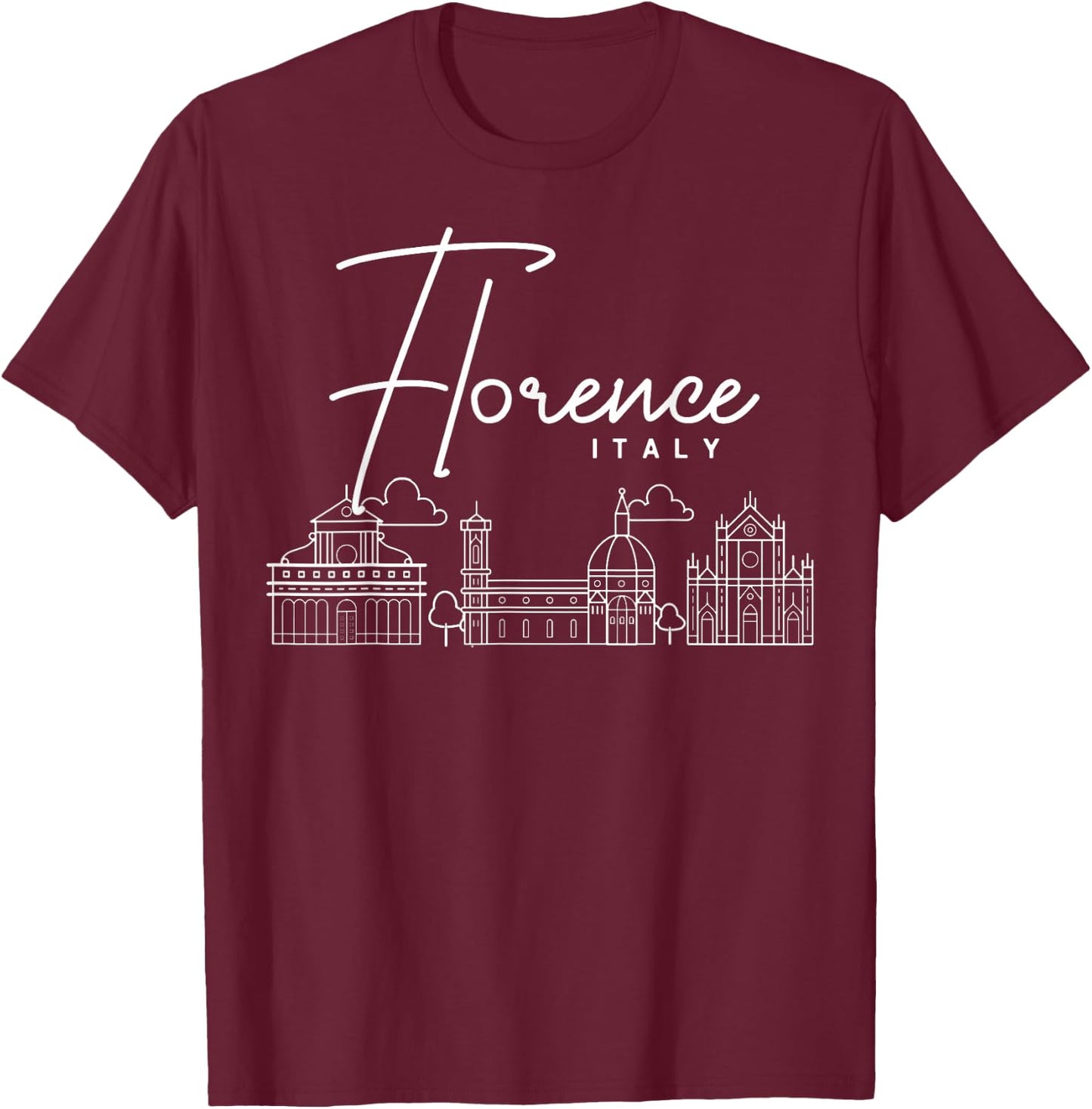 Florence Italy City Skyline Map Travel T-Shirt - T-Shirt | Maroon