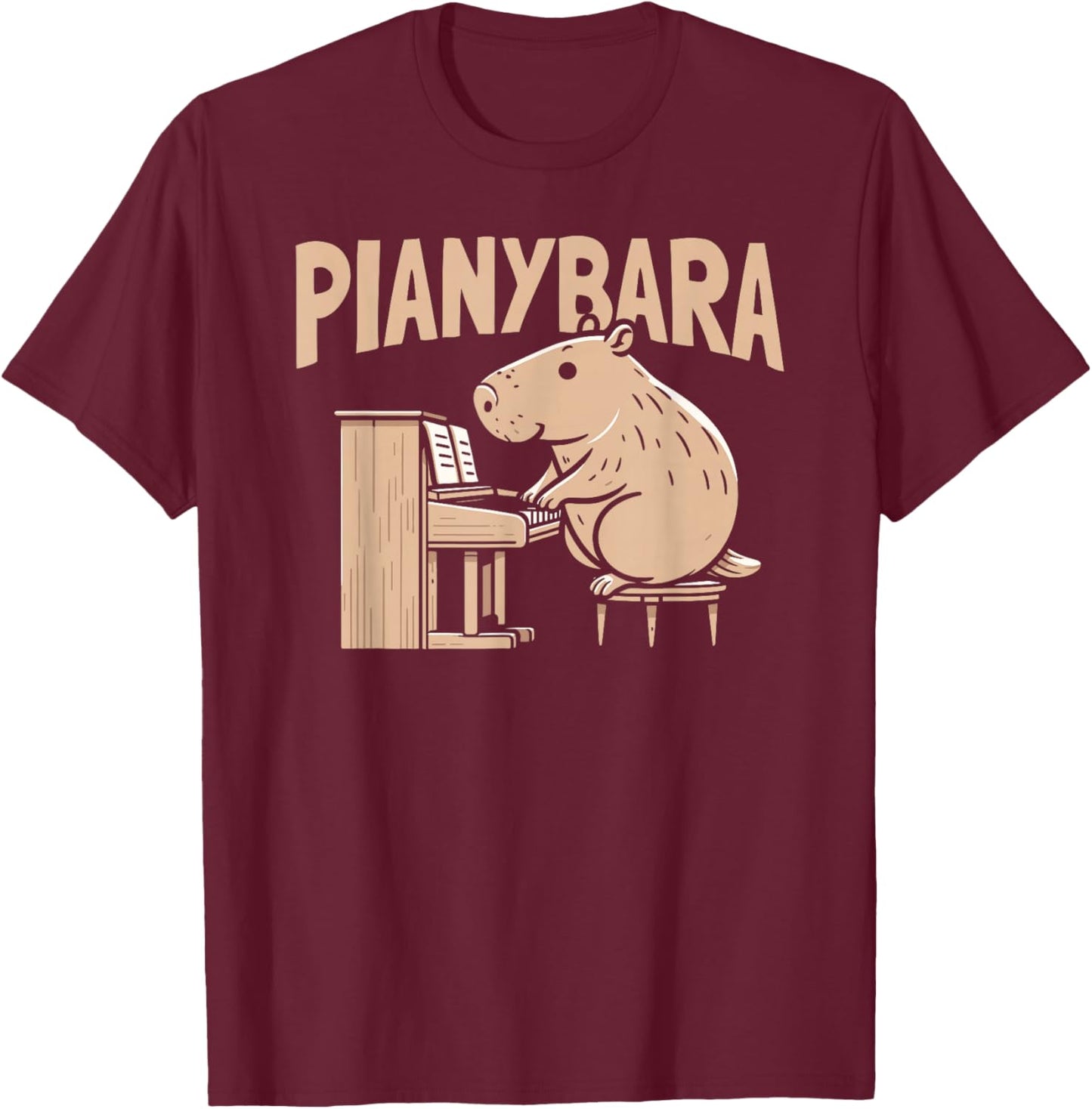 Capybara Piano Pianist Musician - Music Pianybara T-Shirt - T-Shirt | Maroon