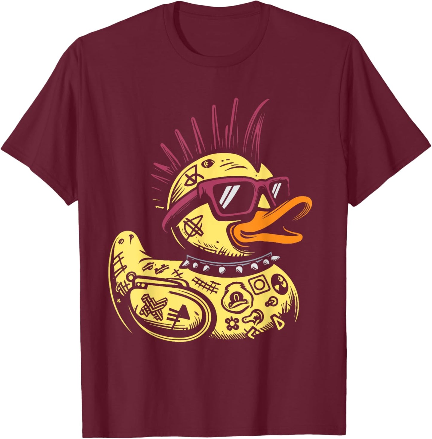 Punk Duck Duckling Punk Rocker T-Shirt - T-Shirt | Maroon