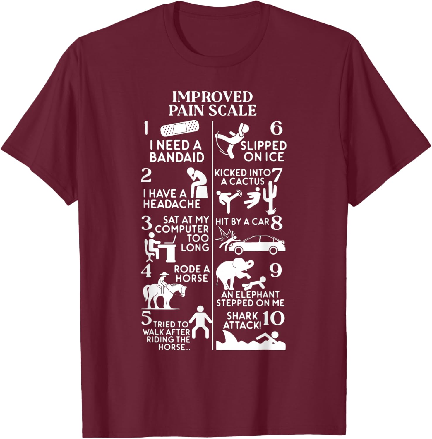 Medical Office Improved Pain Scale PT Therapist Rehab T-Shirt - T-Shirt | Maroon