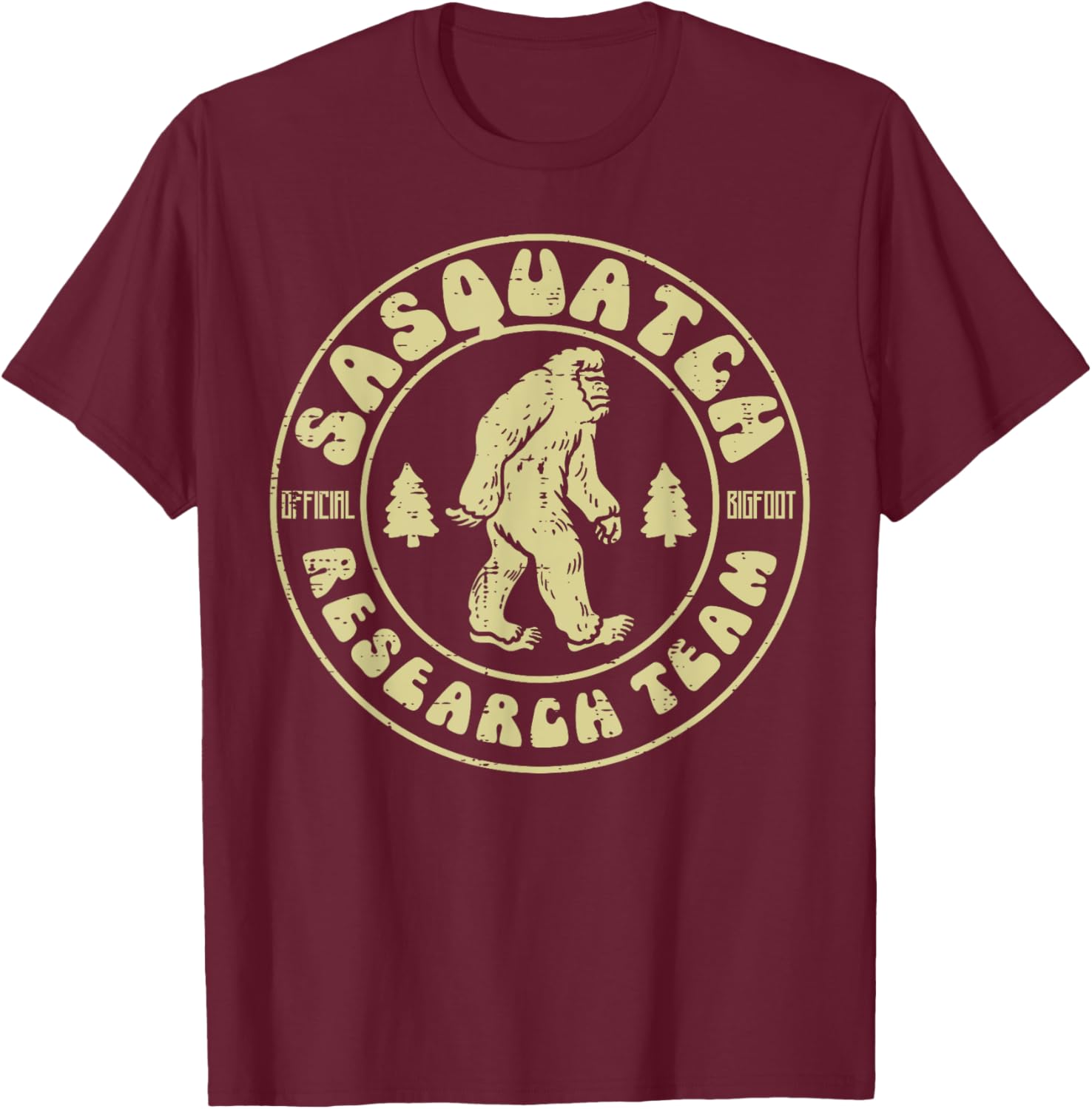 Sasquatch Research Team Funny Bigfoot Yeti Men Women Kids T-Shirt - T-Shirt | Maroon
