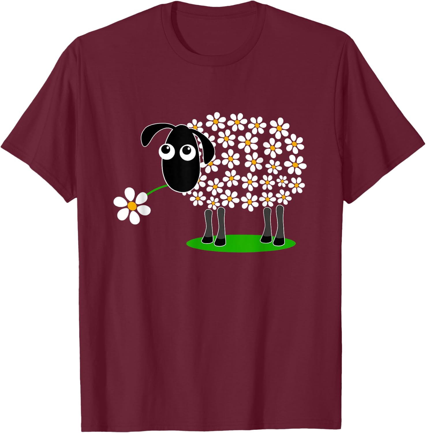 Cute sheep with flower wool for girls and mum T-Shirt - T-Shirt | Maroon