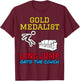 LONG JUMP MEDALIST Couch Potato Lazy Athlete Present Funny T-Shirt - T-Shirt | Maroon