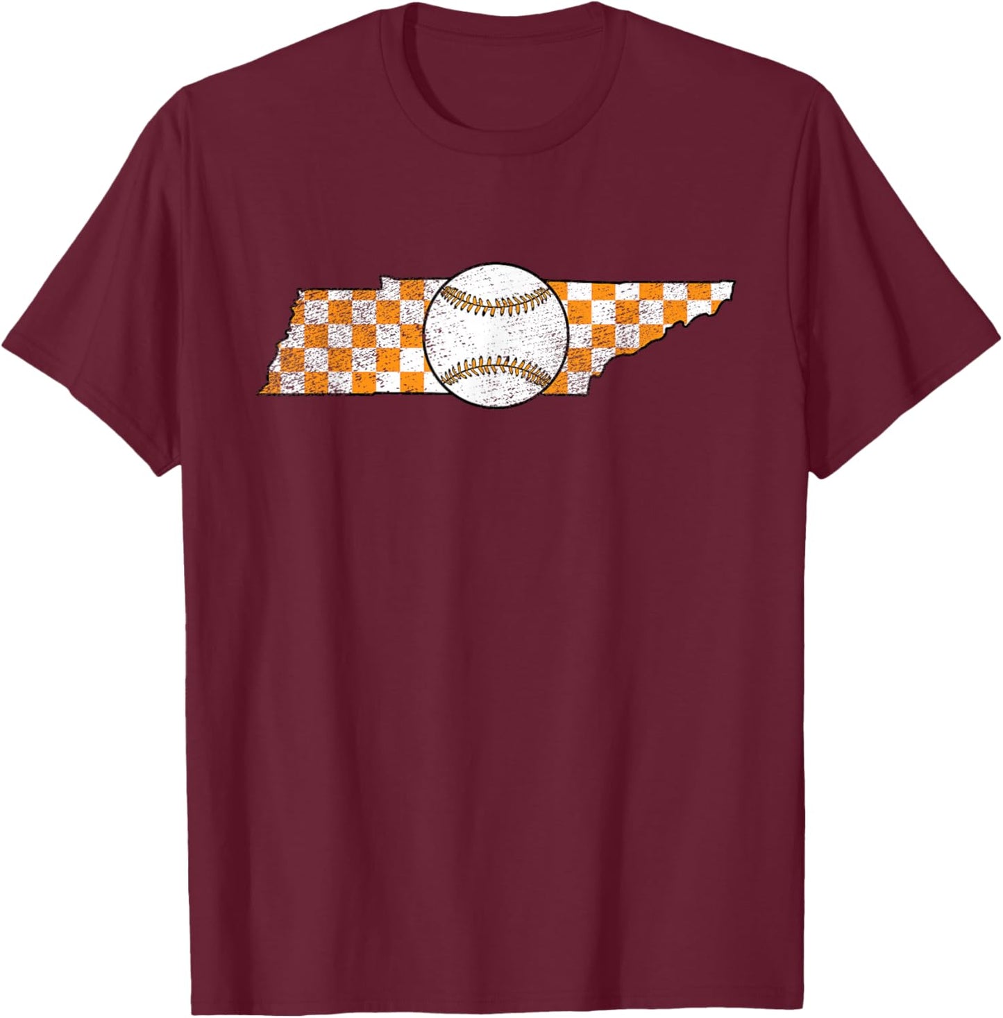 Volunteer State Tennessee Checkerboard Baseball Tennessee T-Shirt - T-Shirt | Maroon