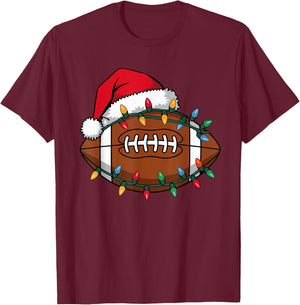 Boys Christmas Football Kids Football Christmas Women Men T-Shirt - T-Shirt | Maroon