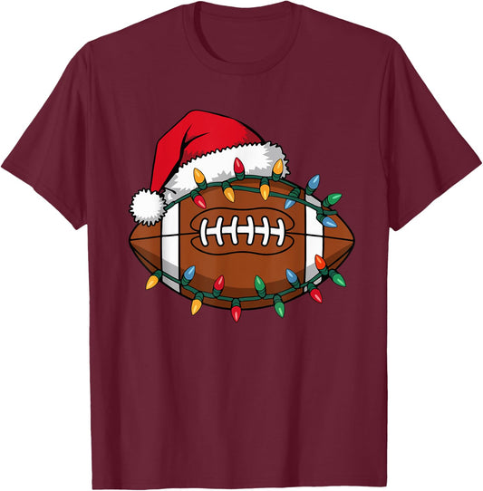 Boys Christmas Football Kids Football Christmas Women Men T-Shirt - T-Shirt | Maroon