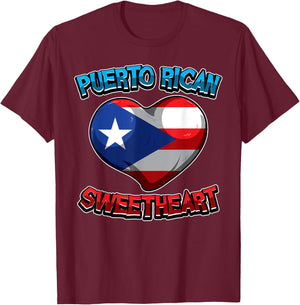 Puerto Rican Sweetheart - Puerto Rico Flag - Heart Love T-Shirt - T-Shirt | Maroon