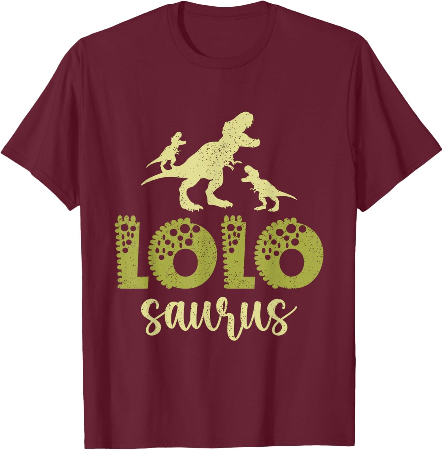 Vintage Lolosaurus Fathers day Dad Papa Grandpa Dinosaurs T-Shirt - T-Shirt | Maroon