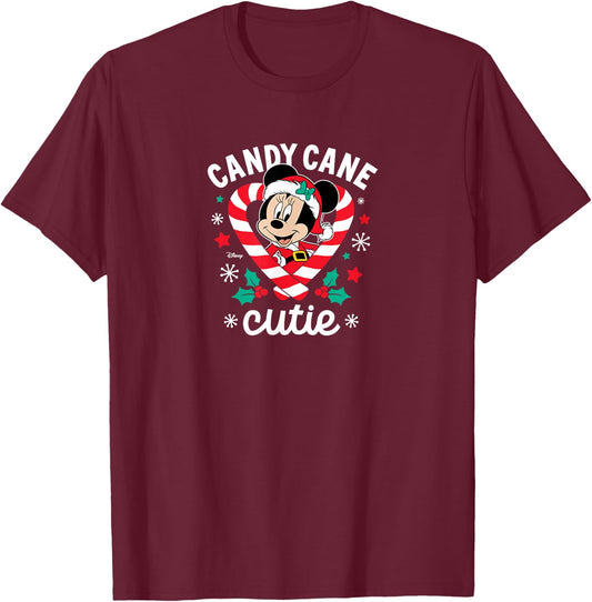 Disney - Minnie Candy Cane Cutie Christmas T-Shirt - T-Shirt | Maroon