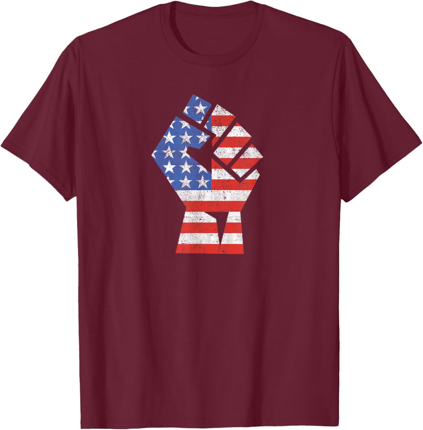 USA Flag Fist Stars and Stripes Patriotic Protest T-Shirt - T-Shirt | Maroon