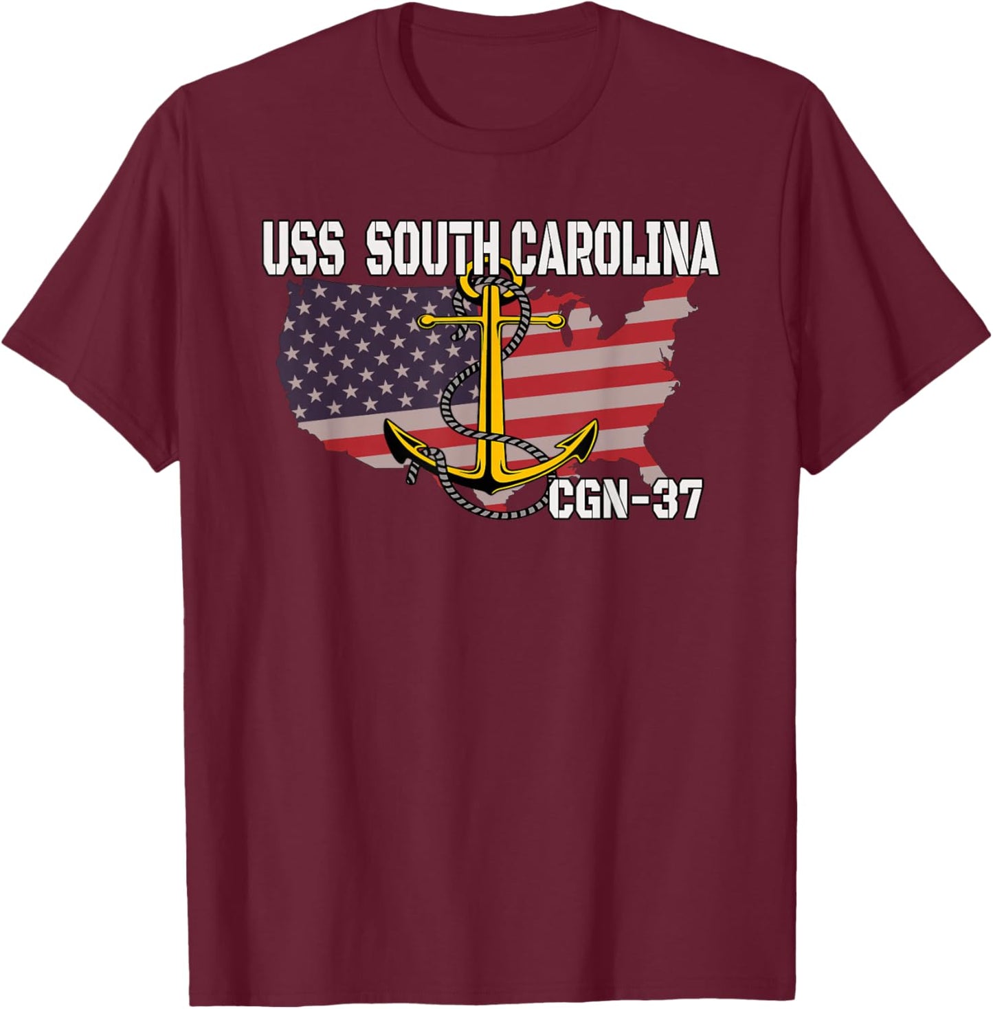 USS South Carolina CGN-37 Cruiser Veteran Day Father Grandpa T-Shirt - T-Shirt | Maroon