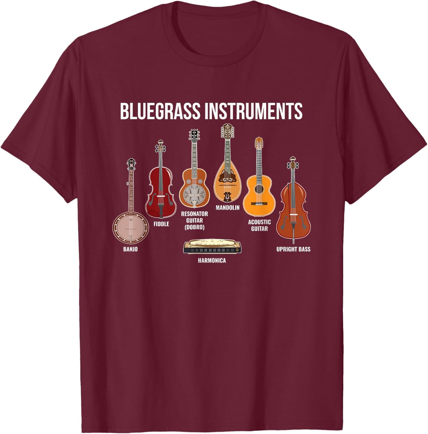 Banjo Bluegrass instruments Vintage Music Fans Banjo Player T-Shirt - T-Shirt | Maroon
