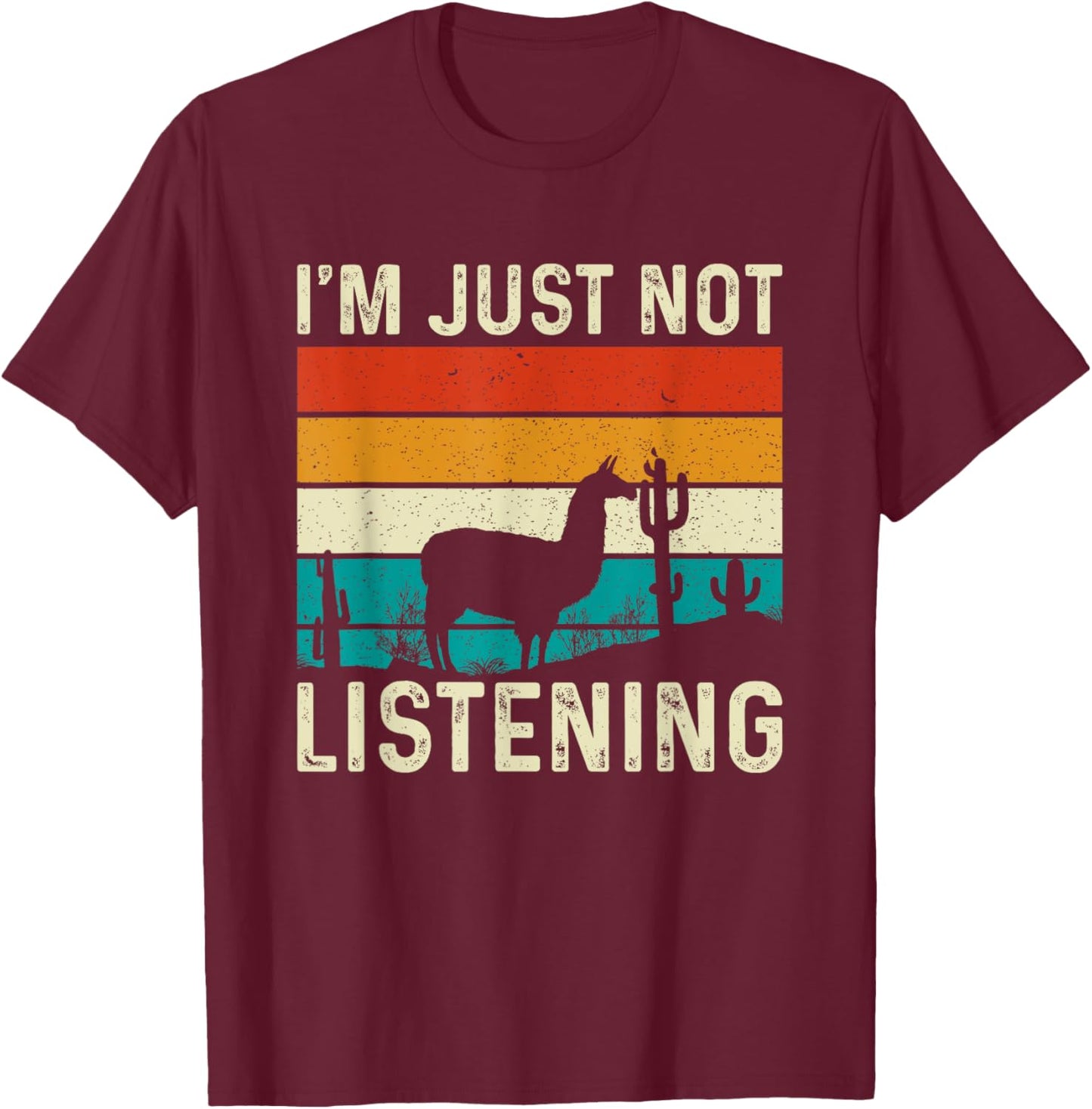 I'm Just Not Listening Alpaca T-Shirt - T-Shirt | Maroon
