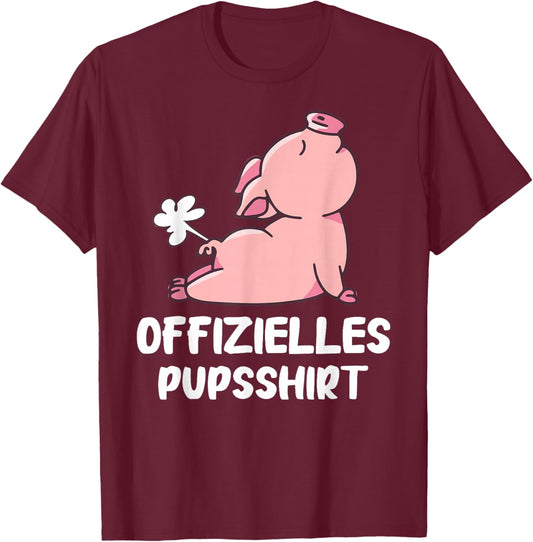 Schwein Offizielles Pupsshirt Pupsen Furz Furzen Schweinchen T-Shirt - T-Shirt | Maroon