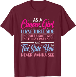 Cancer Girl Cancer Zodiac Sign Astrology Astrological Sign T-Shirt - T-Shirt | Maroon