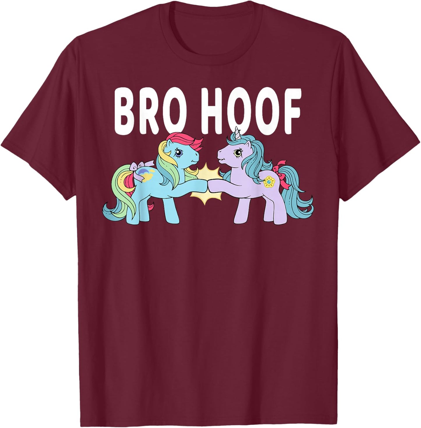 My Little Pony Bro Hoof Vintage Rainbow Ponies T-Shirt - T-Shirt | Maroon