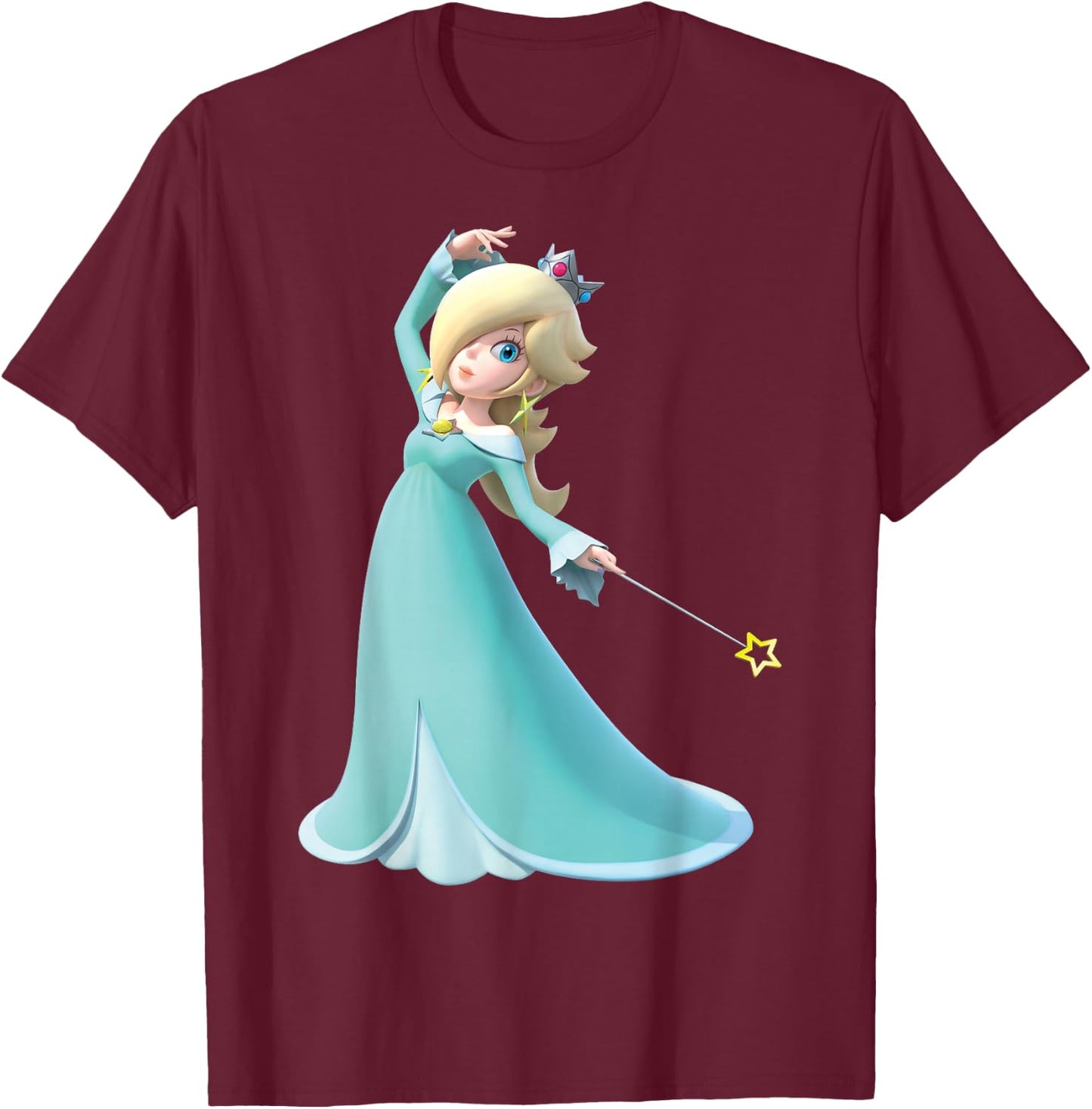 Super Mario Vintage Rosalina 3D Nintendo Poster T-Shirt - T-Shirt | Maroon