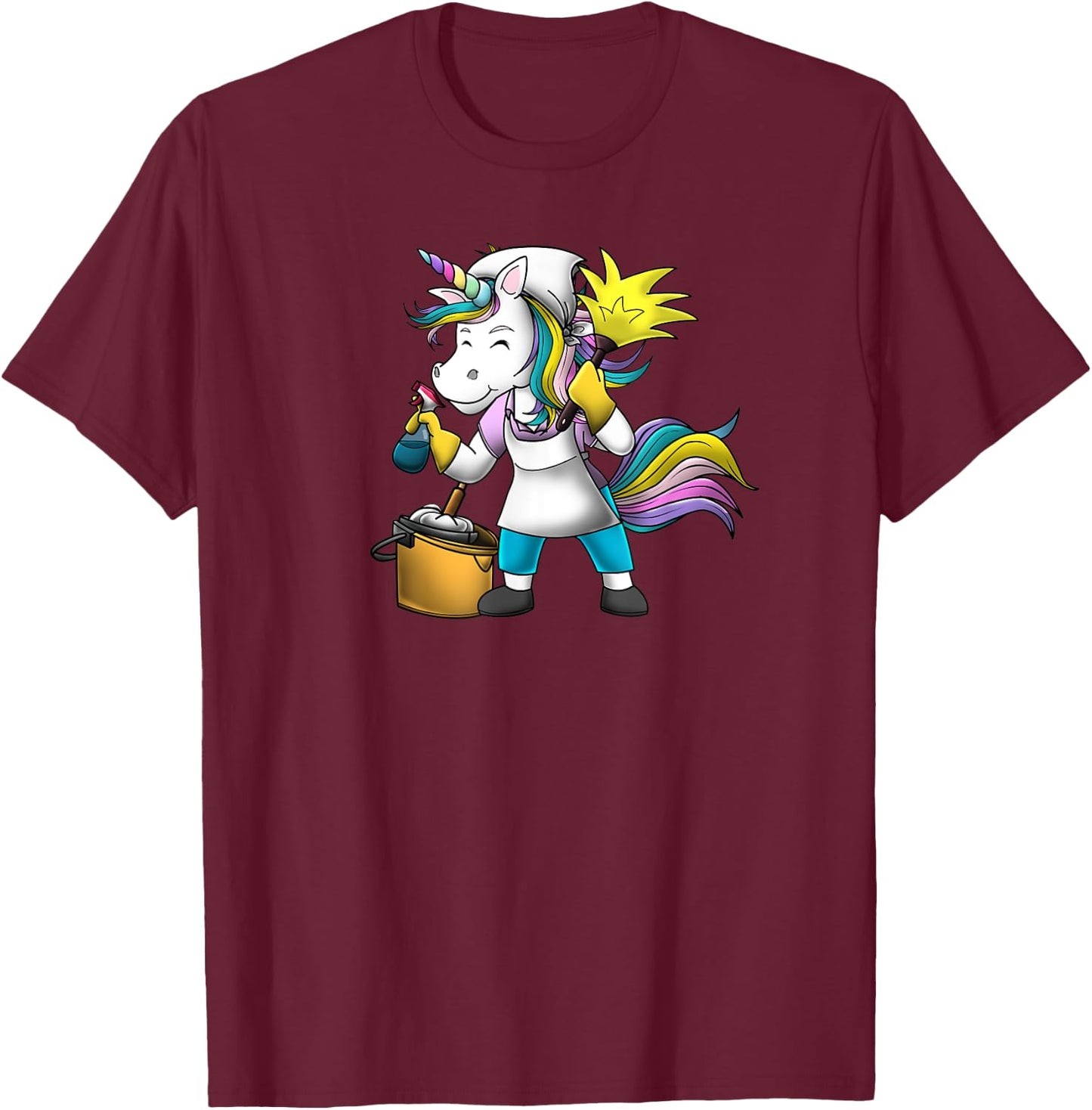 Unicorn Girl Funny Cleaning Lady Housekeeper Maid Service T-Shirt - T-Shirt | Maroon