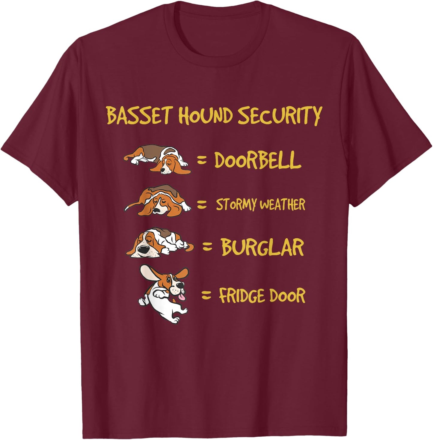 Basset Hound Security Gifts Funny Costume Clothing Small T-Shirt - T-Shirt | Maroon