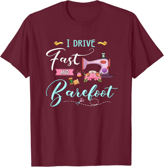 Quilting shirt i drive fast and barefoot T-Shirt - T-Shirt | Maroon