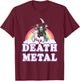 Death Metal Rock Music Halloween Grim Reaper Riding Unicorn T-Shirt - T-Shirt | Maroon