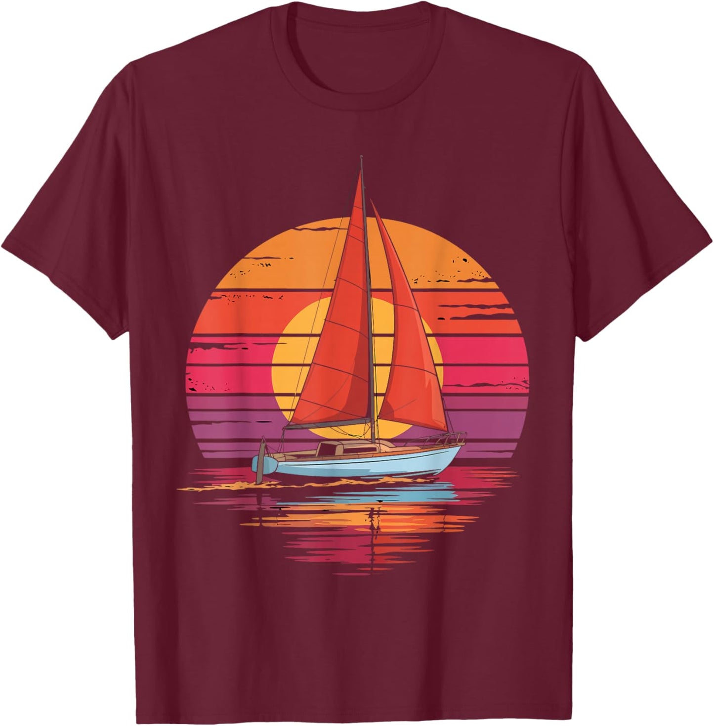 Retro Sailboat Ocean Sailing Lover Nautical Gifts Men Women T-Shirt - T-Shirt | Maroon
