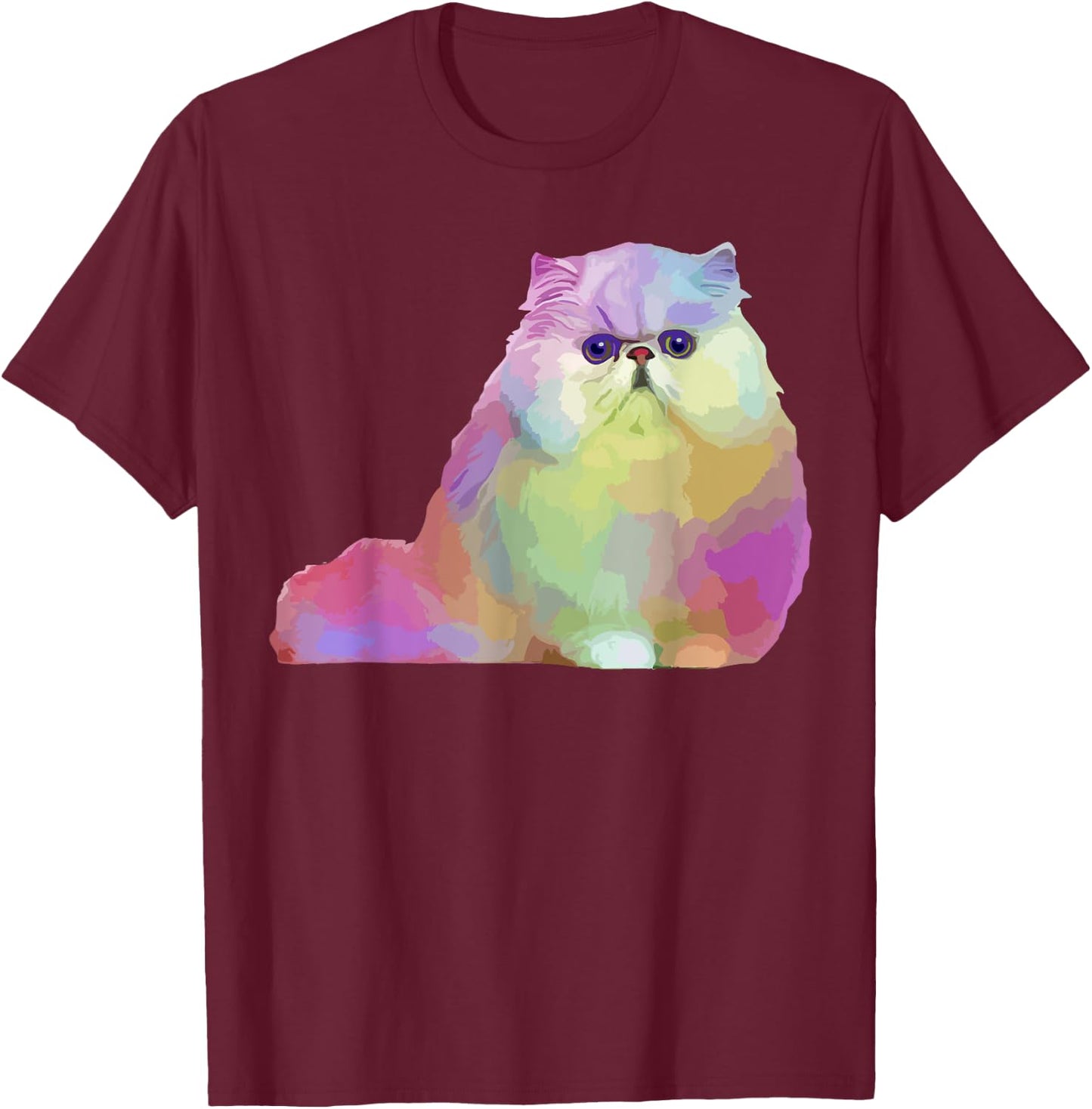 Cat Lover Gifts Persian Cat Colorful Persian Cat T-Shirt - T-Shirt | Maroon