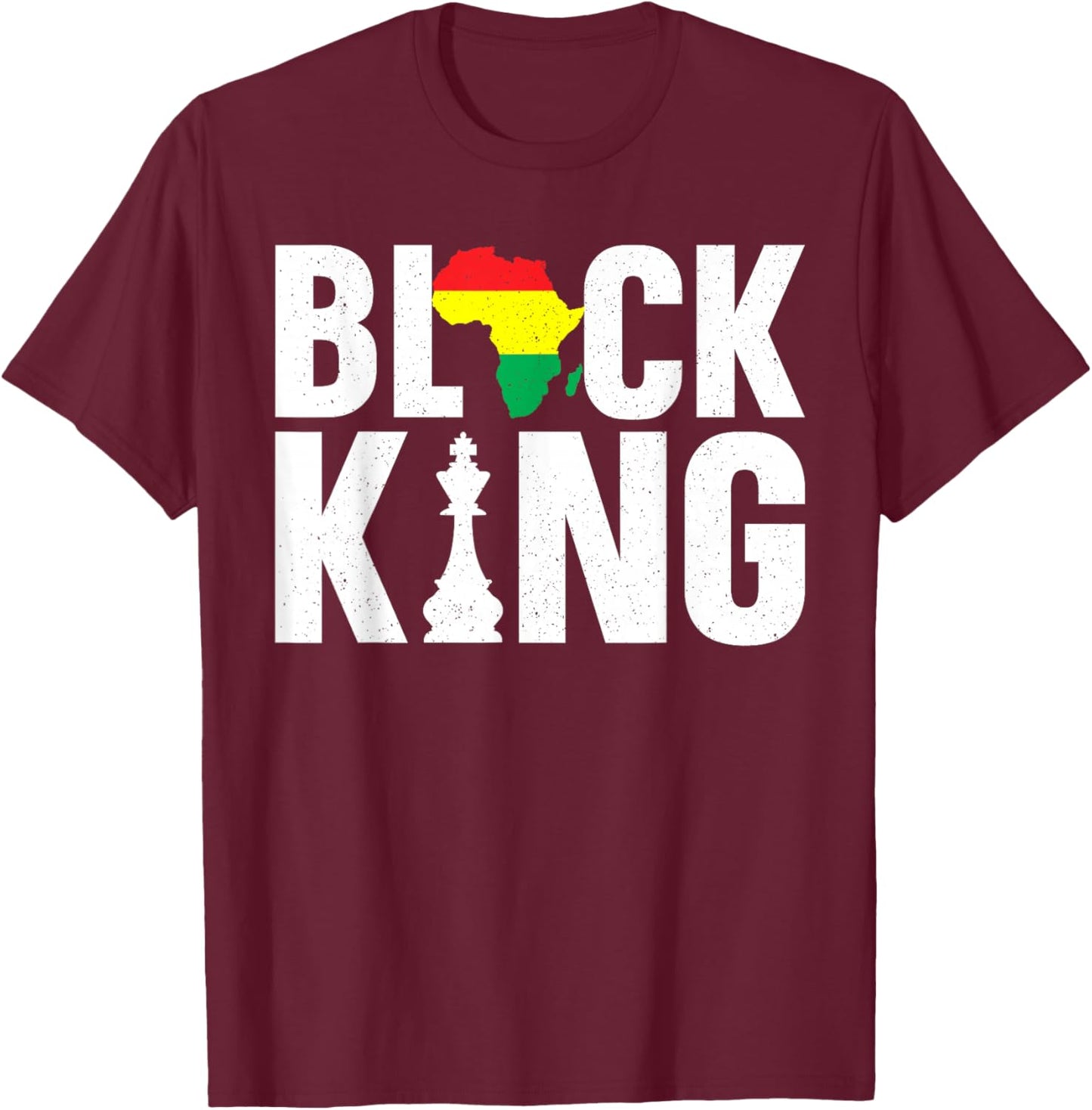Cool Black King Art Dad Boys Africa Map African King T-Shirt - T-Shirt | Maroon