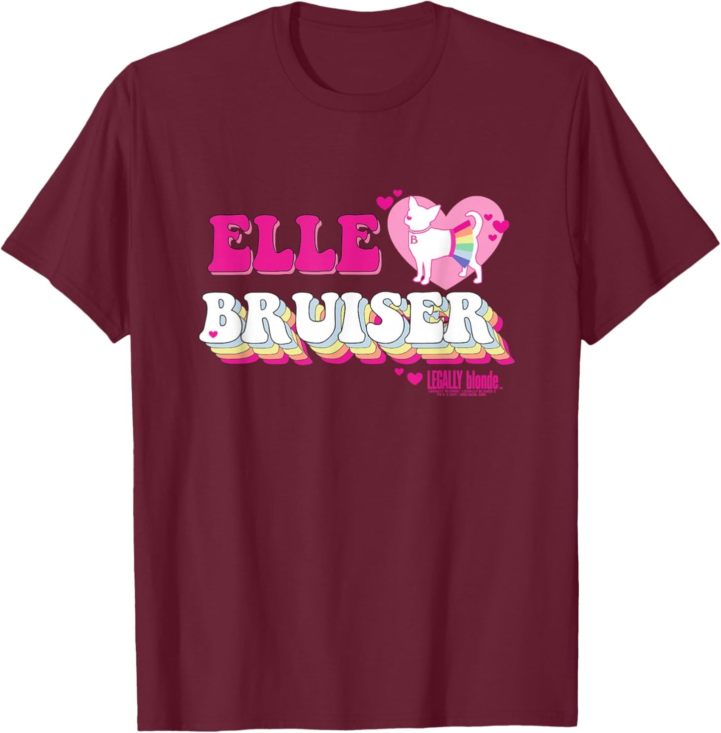 Legally Blonde Elle Hearts Bruiser T-Shirt - T-Shirt | Maroon