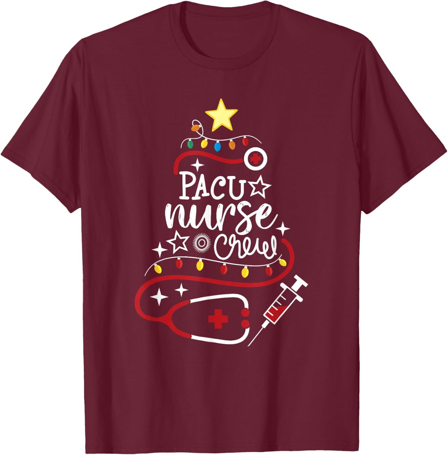 Merry Christmas Perianesthesia Nursing Gift PACU Nurse Crew T-Shirt - T-Shirt | Maroon