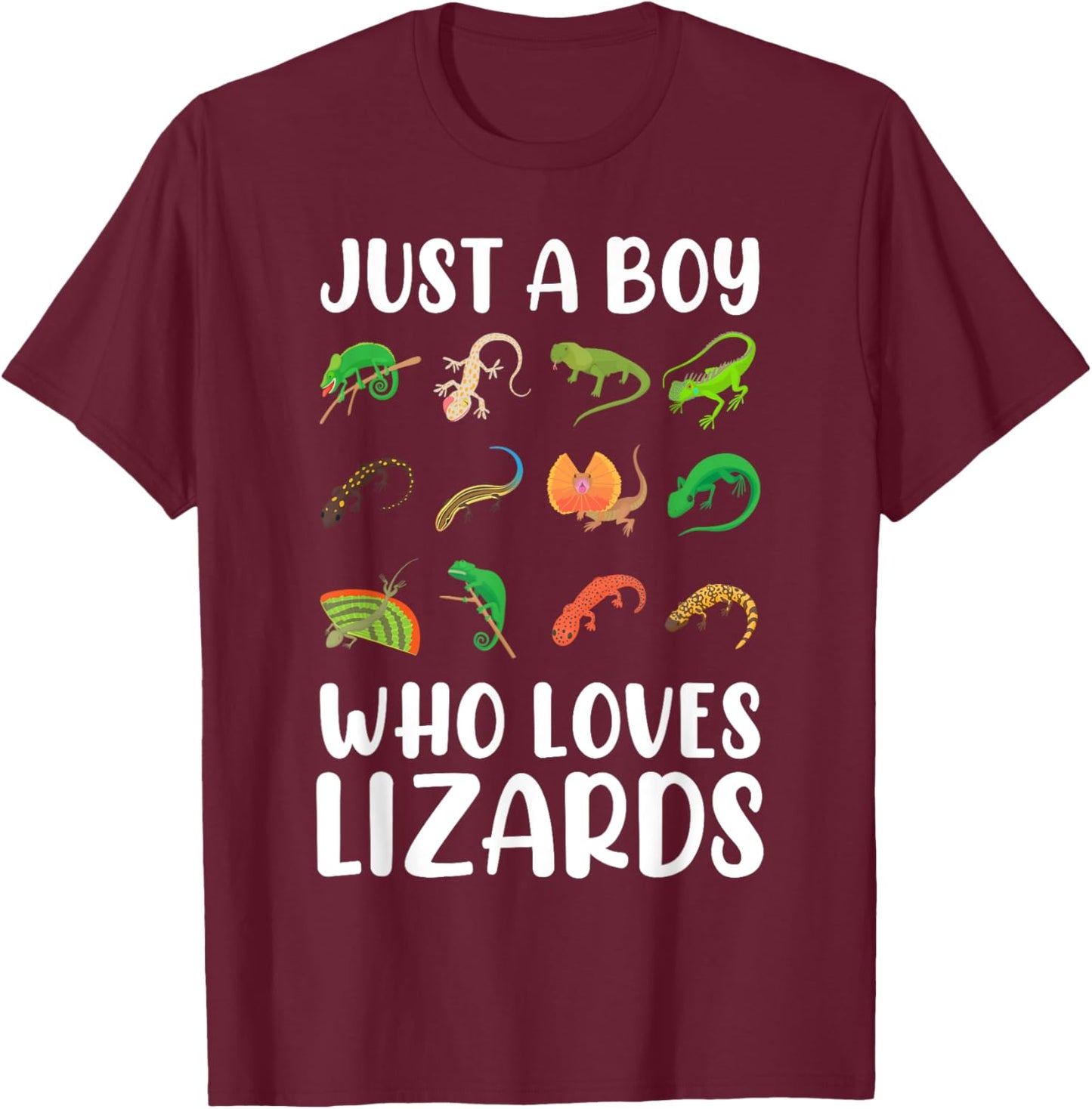 Reptile Kids Lizard Just A Boy Who Loves Lizards T-Shirt - T-Shirt | Maroon
