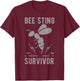 Vintage Bee Sting Survivor I Survived a Bee Sting Bee Keeper T-Shirt - T-Shirt | Maroon