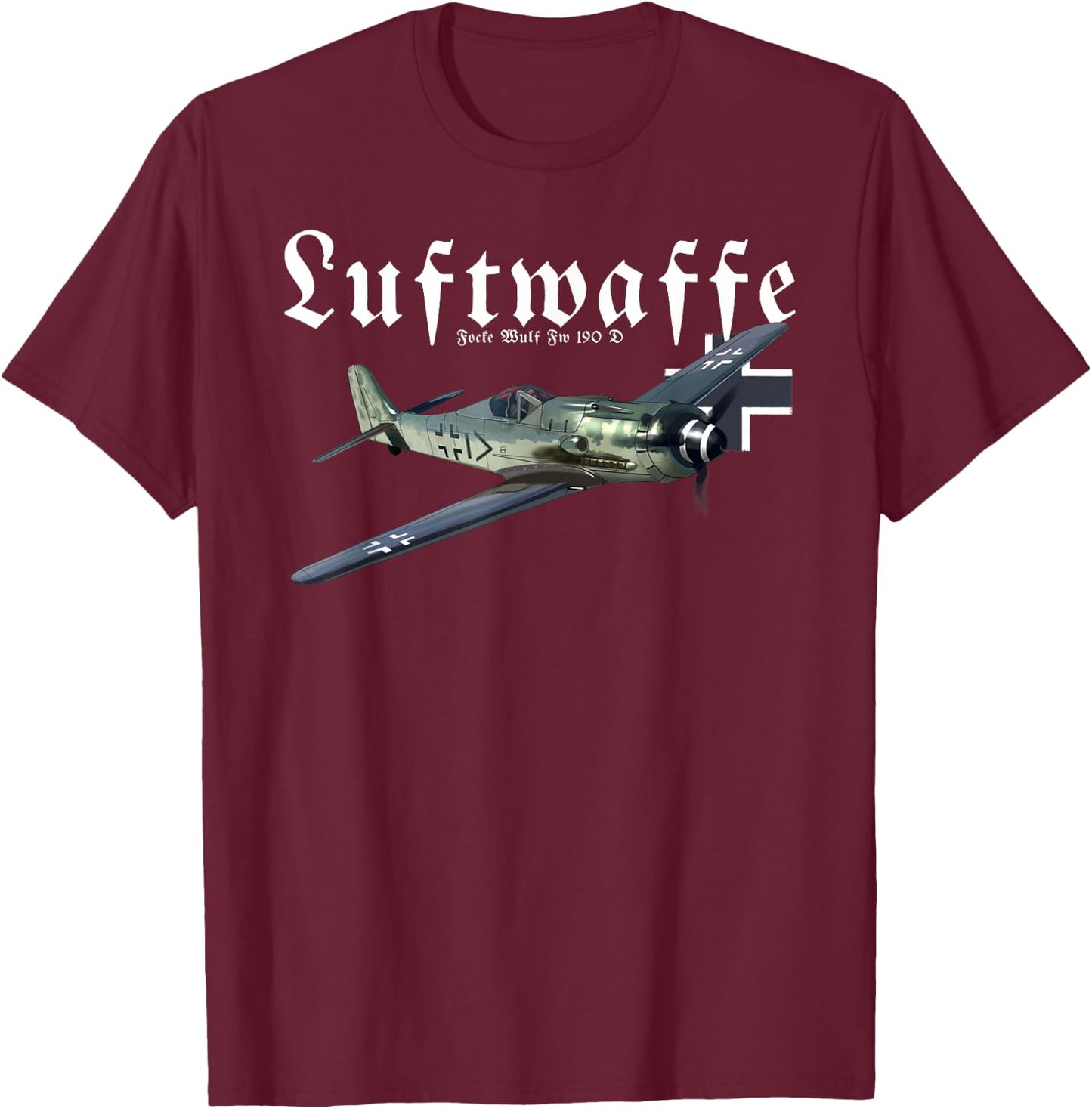 German Warbird I Focke-Wulf FW 190 I WW2 Airplanes T-Shirt - T-Shirt | Maroon