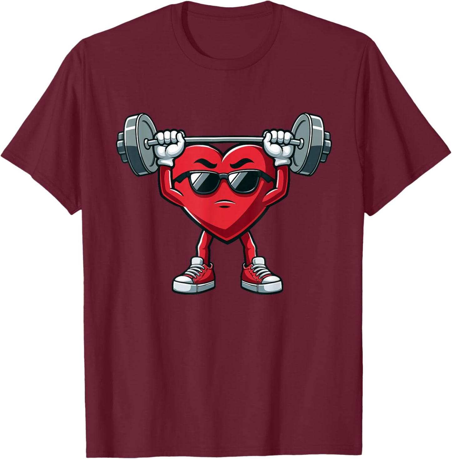 Healthy Heart Heart Disease Awareness Weightlifting Funny T-Shirt - T-Shirt | Maroon