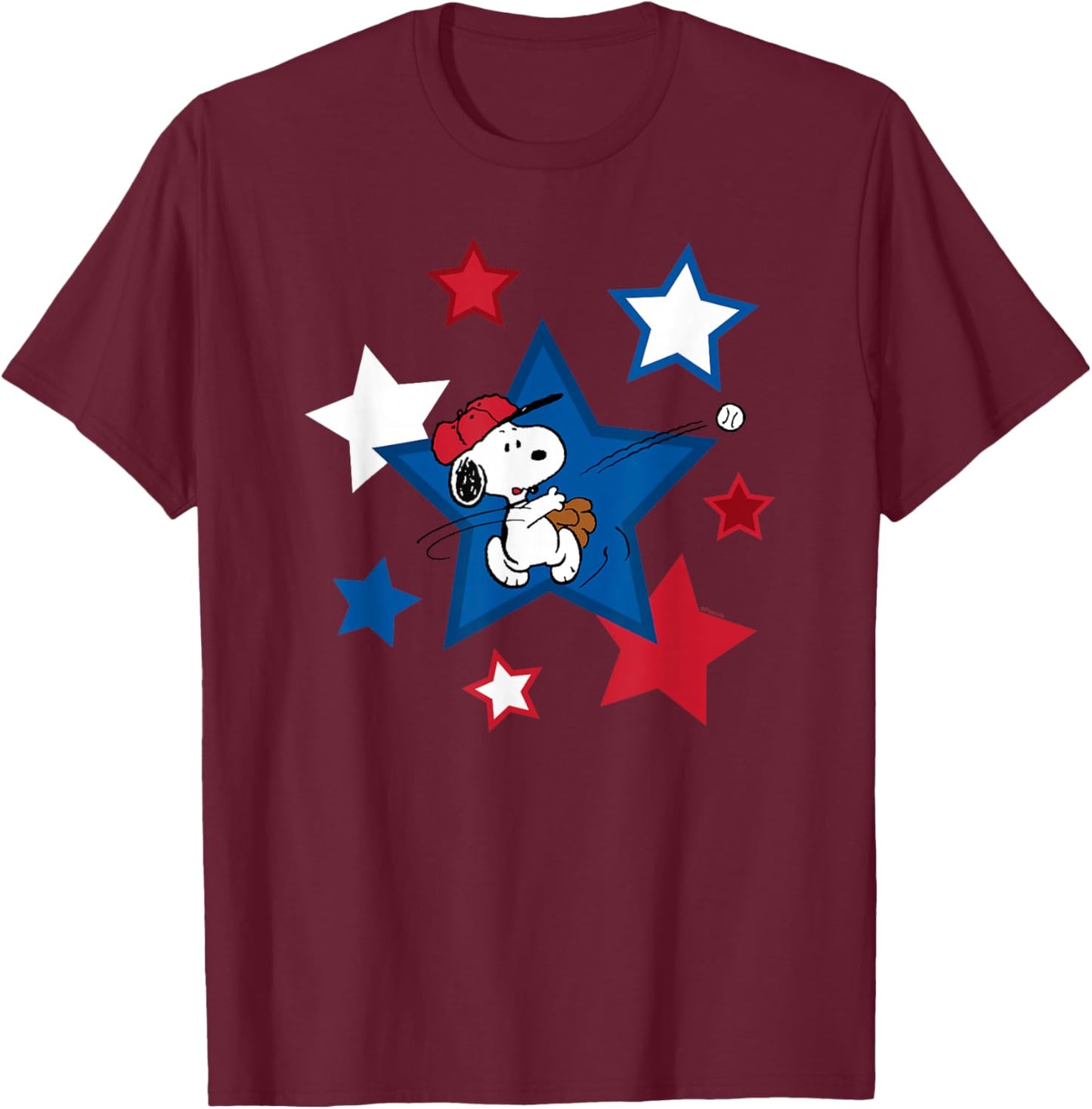 Peanuts Snoopy Baseball Stars T-Shirt - T-Shirt | Maroon