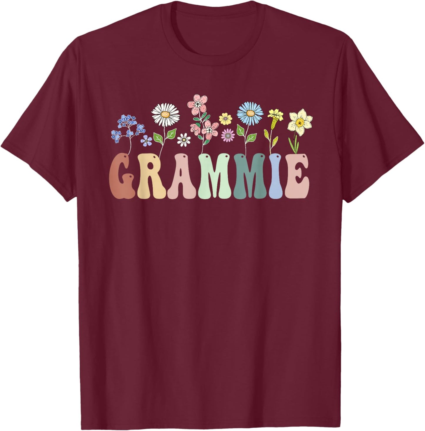 Grammie Gifts Women Wildflower Floral Design Grammie T-Shirt - T-Shirt | Maroon