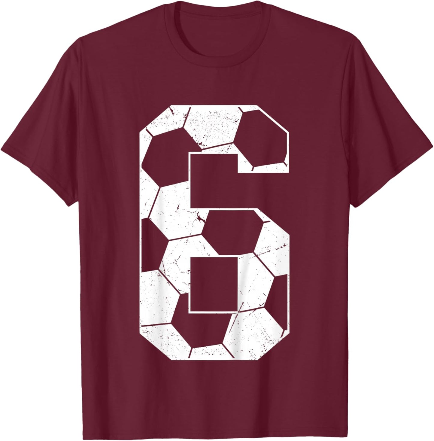 Kids 6th Birthday Boy Soccer Player Football 6 Years Old T-Shirt - T-Shirt | Maroon