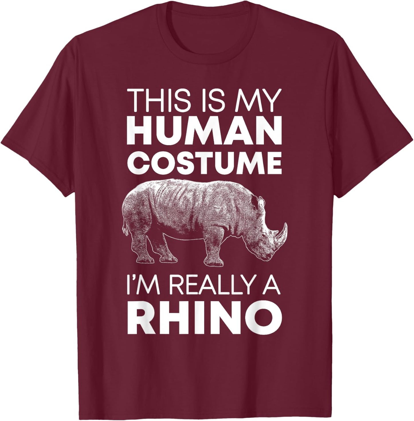 Funny Human Costume Rhino Vintage Rhinoceros Love T-Shirt - T-Shirt | Maroon