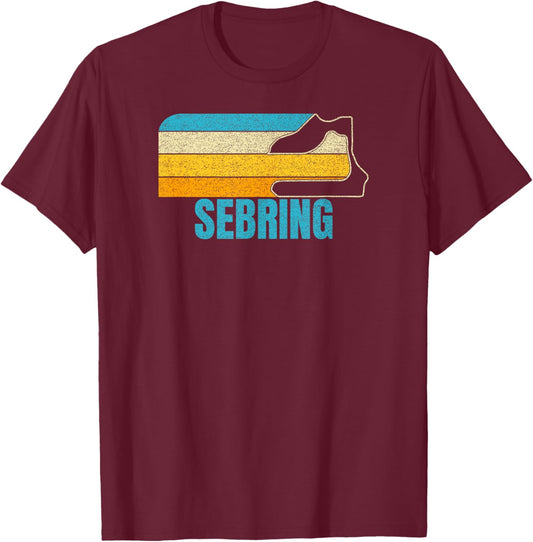 Sebring Florida Motorsport Vintage Outline T-Shirt - T-Shirt | Maroon