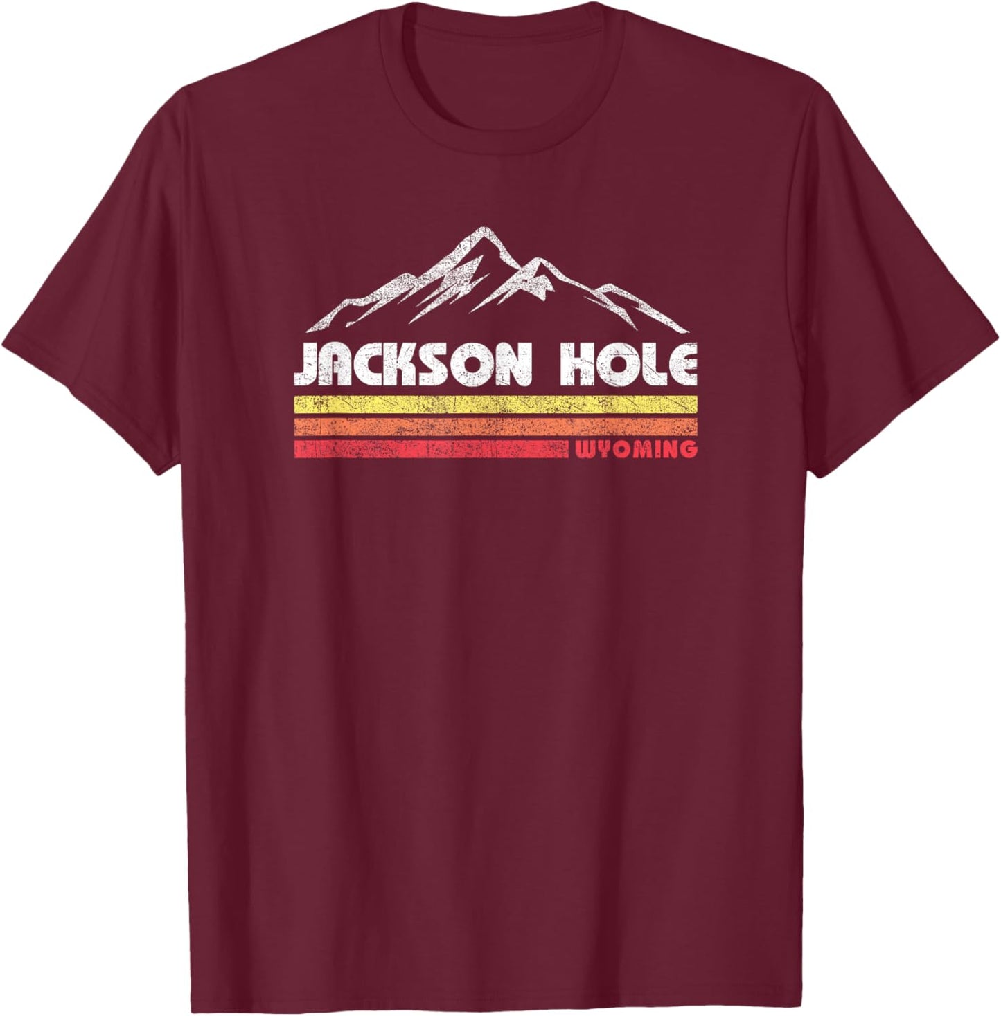 Vintage Jackson Hole Wyoming Mountain Retro T-Shirt - T-Shirt | Maroon