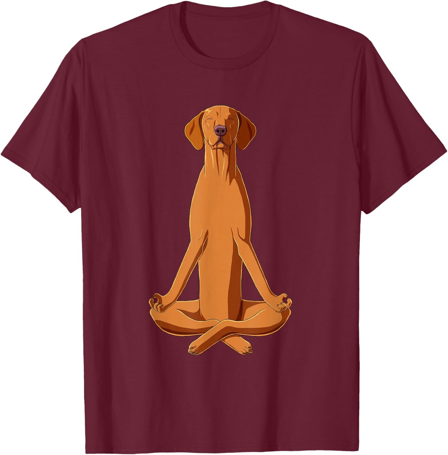 Funny Yoga Dog Hungarian Vizsla T-Shirt - T-Shirt | Maroon