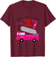 Pink Fire Truck for Girls 2 Years Old Second Birthday Party T-Shirt - T-Shirt | Maroon