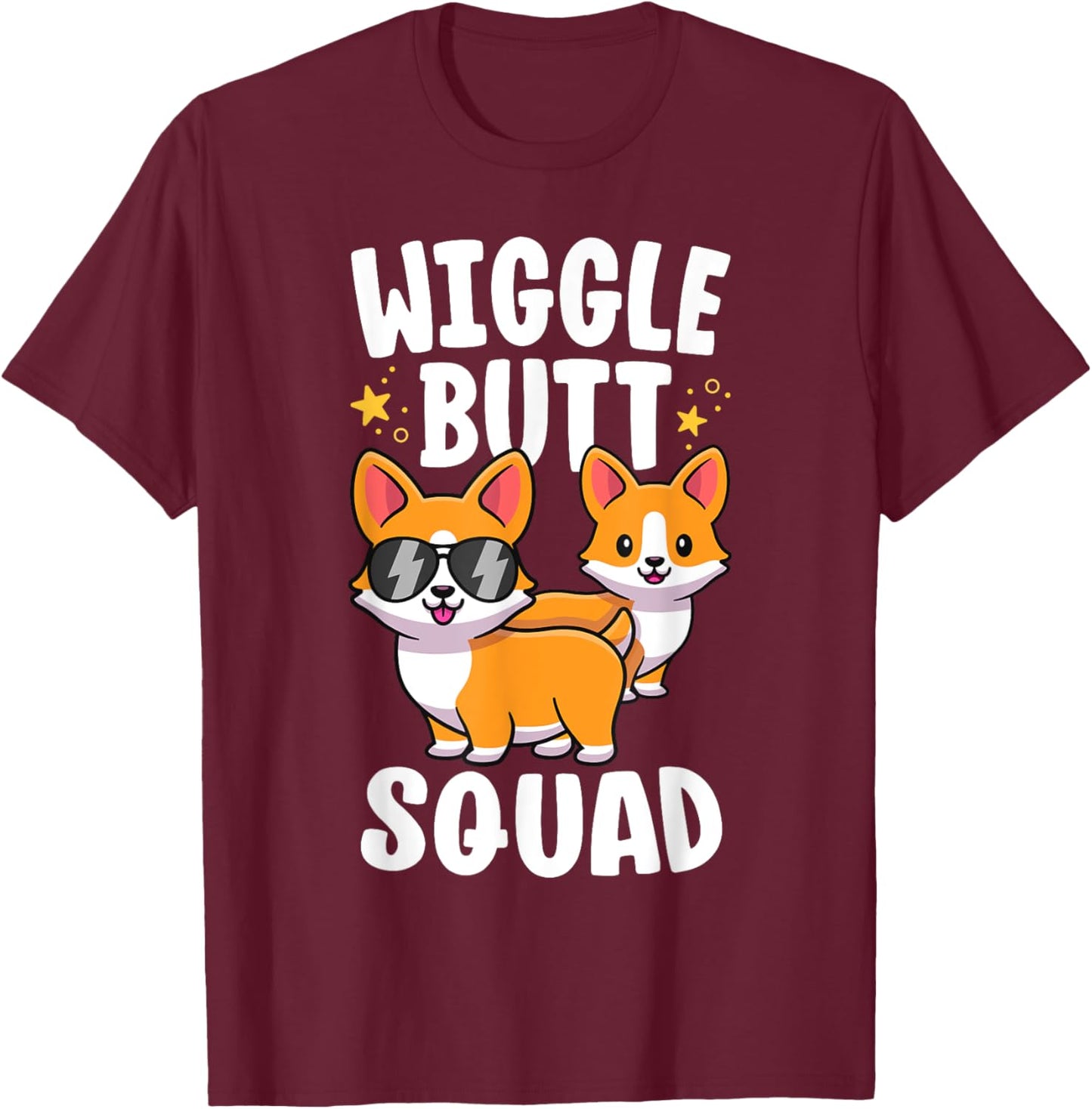 Funny Corgi Shirt For Kids Women Wiggle Butt Squad Crew T-Shirt - T-Shirt | Maroon