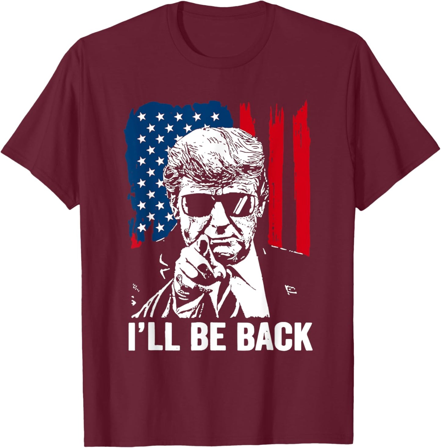 Vintage I'll Be USA Back Trump American Flag Women T-Shirt - T-Shirt | Maroon