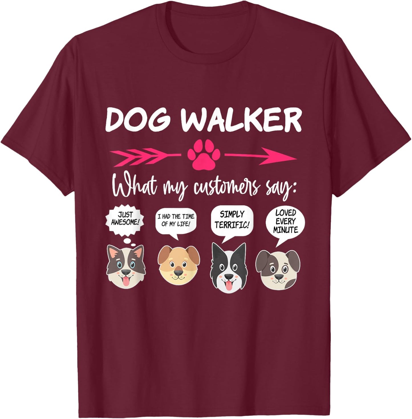 Hilarious Dog Walker Gifts Pups Funny Dog Walking Pet Sitter Men Women Girls Kids T-Shirt - T-Shirt | Maroon