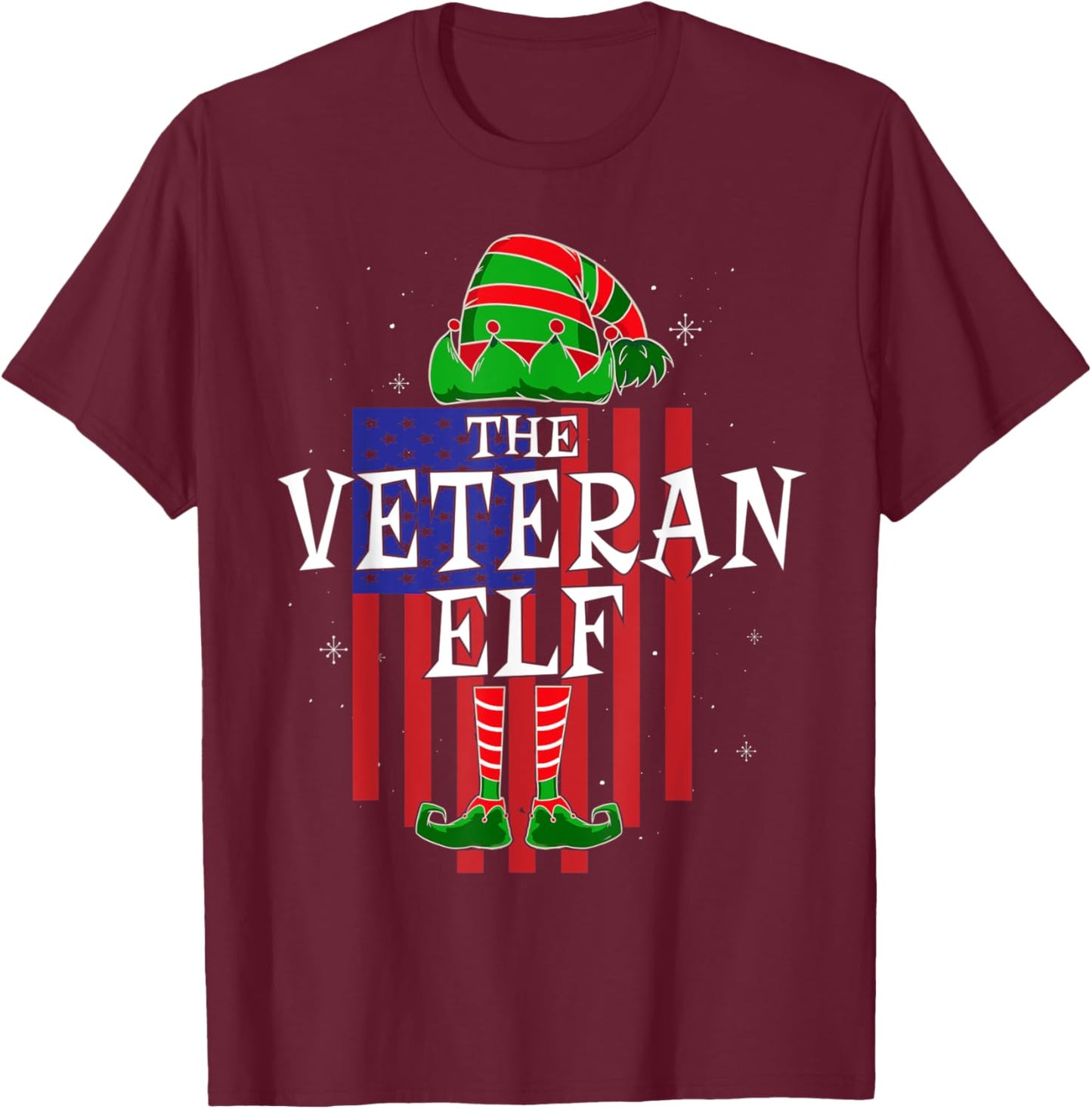 The Veteran Elf Group Matching Family Christmas Funny T-Shirt - T-Shirt | Maroon