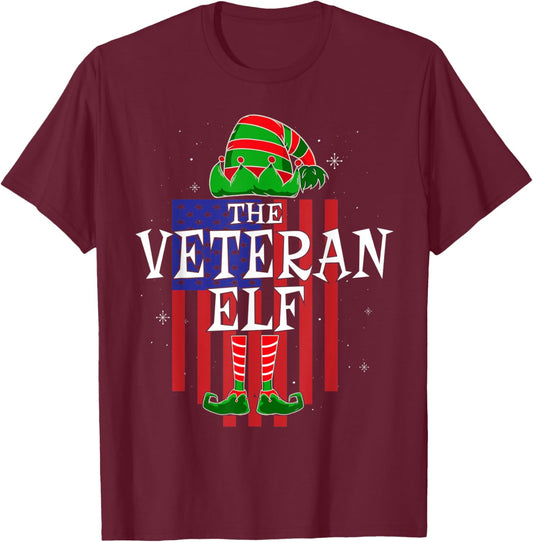 The Veteran Elf Group Matching Family Christmas Funny T-Shirt - T-Shirt | Maroon