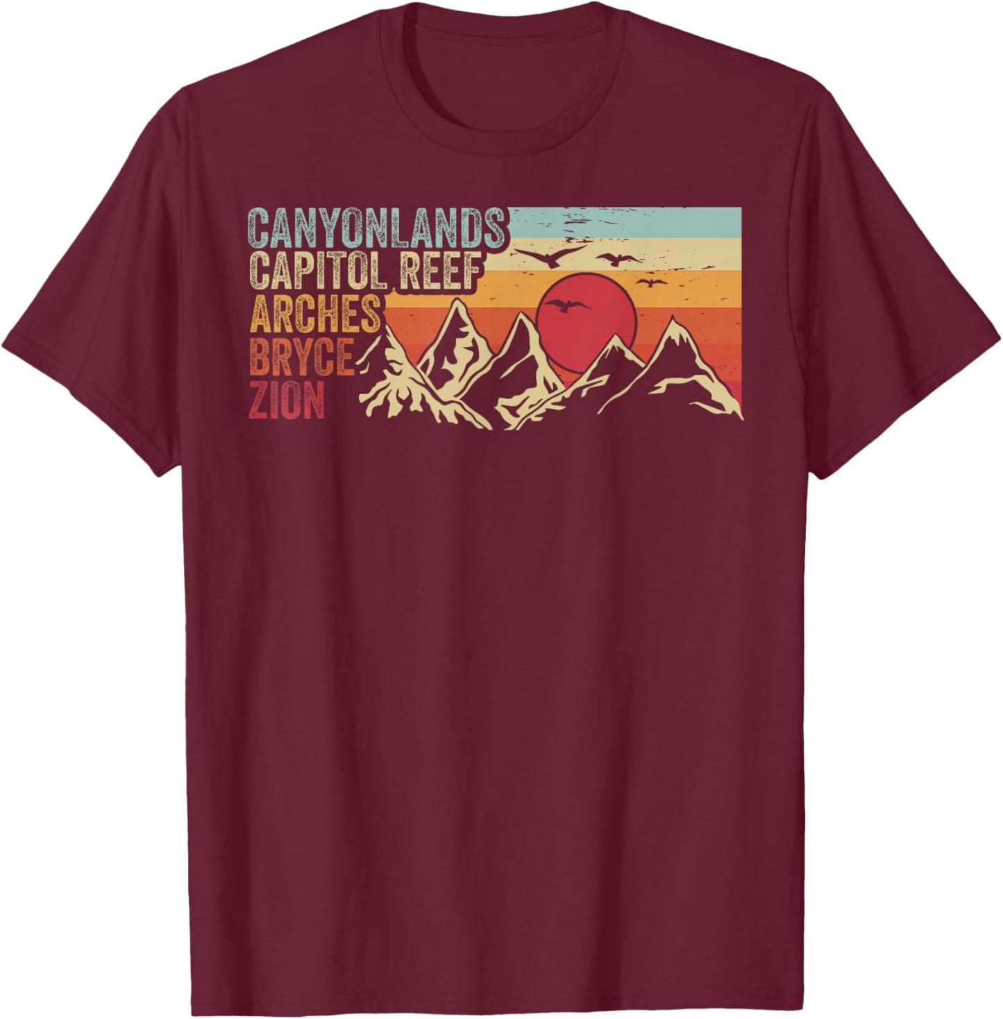 Vintage Utah Souvenir Big 5 Utah Mighty Five National Park T-Shirt - T-Shirt | Maroon