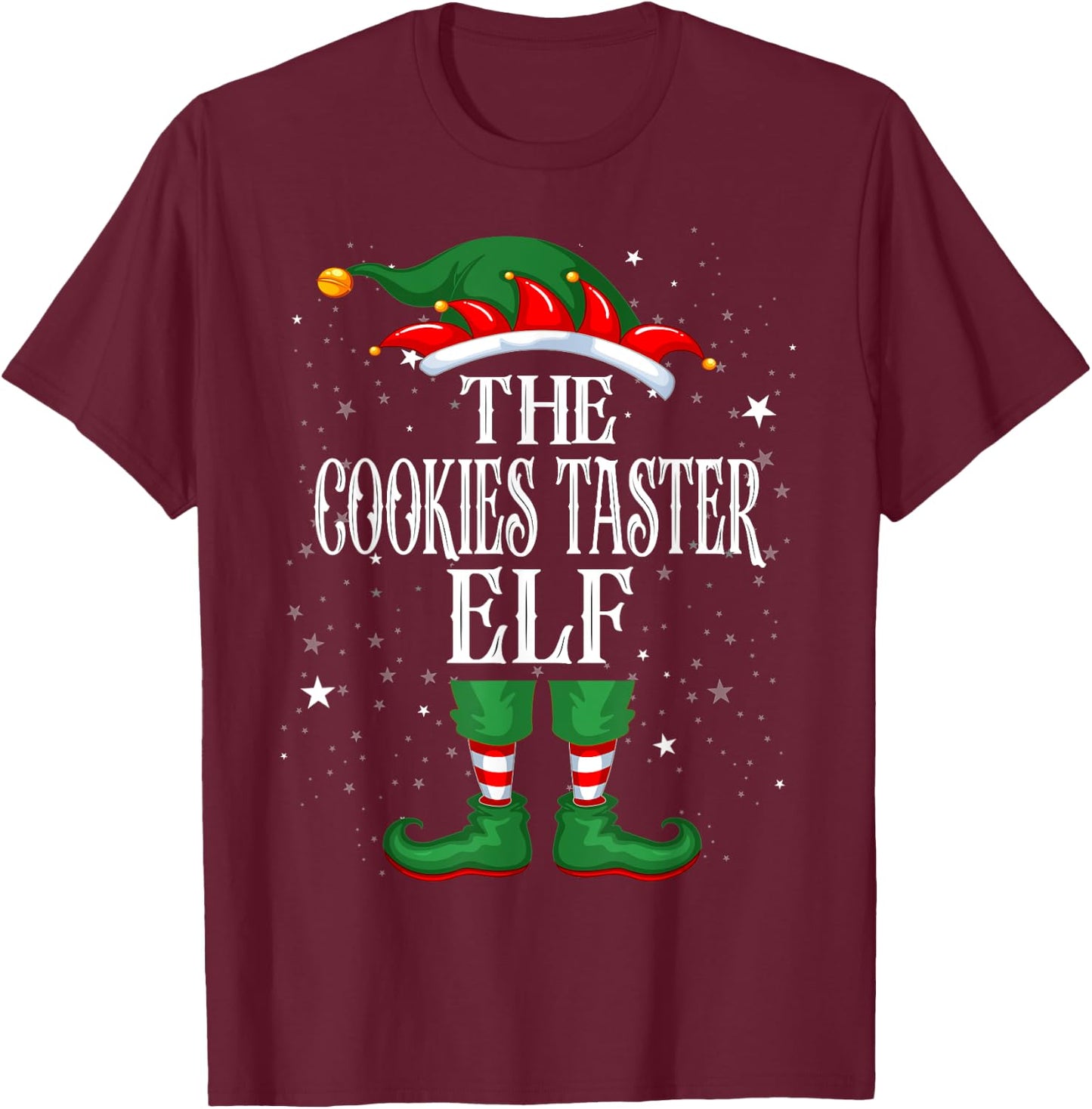 Christmas Elf Matching Family Group Funny Cookies Taster Elf T-Shirt - T-Shirt | Maroon