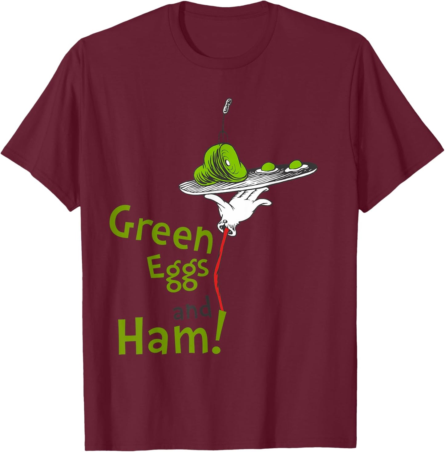 Dr. Seuss Green Eggs and Ham Title T-Shirt - T-Shirt | Maroon